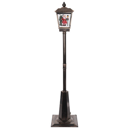 Farol negro y gris con movimiento de nieve y Papá Noel 180 cm 7