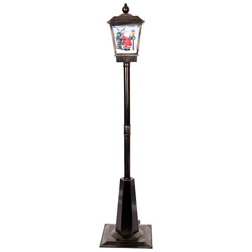 Farol negro y gris con movimiento de nieve y Papá Noel 180 cm 1