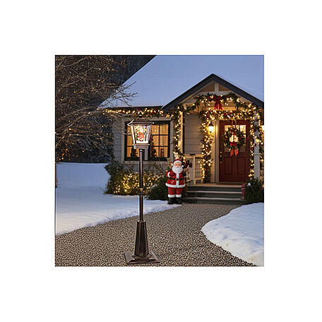Farol negro y gris con movimiento de nieve y Papá Noel 180 cm 2