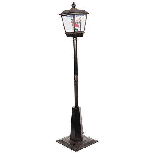 Farol negro y gris con movimiento de nieve y Papá Noel 180 cm 4