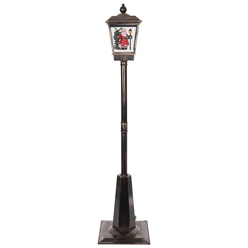 Farol negro y gris con movimiento de nieve y Papá Noel 180 cm 8