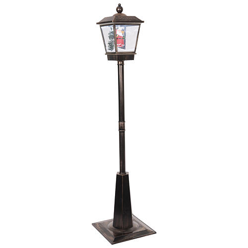 Lampione nero e grigio movimento neve e Babbo Natale 180 cm 5