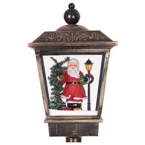 Lampione nero e grigio movimento neve e Babbo Natale 180 cm 6