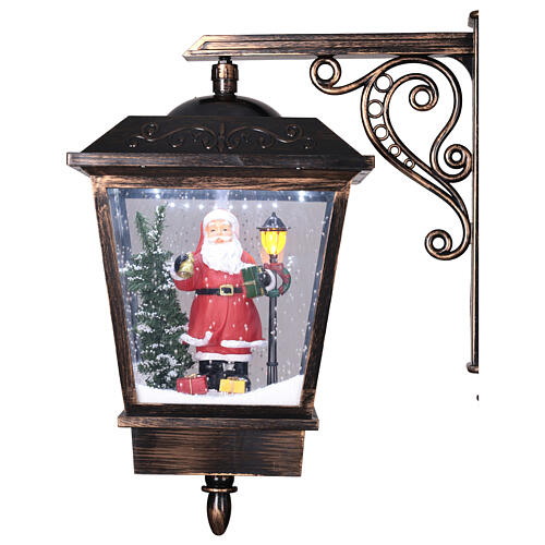 Weihnachtslaterne doppelt, mit Weihnachtsmann, Schneemann, Schneeeffekt, Licht und Musik, Schwarz-Grau, 180 × 80 × 40 cm 7