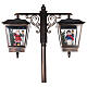 Black and grey lamppost with snow motion, two lanterns: Santa Claus and snowman, 70 in s7