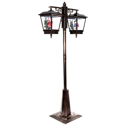 Lampione nero grigio movimento neve due lanterne Babbo Natale pupazzo neve 180 cm 5