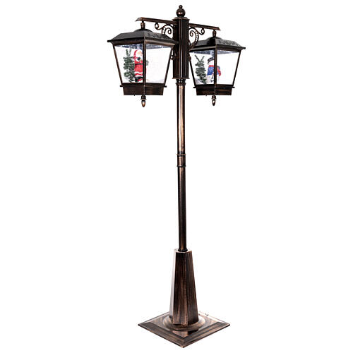 Lampione nero grigio movimento neve due lanterne Babbo Natale pupazzo neve 180 cm 6