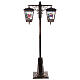 Lampione nero grigio movimento neve due lanterne Babbo Natale pupazzo neve 180 cm s1