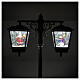 Lampione nero grigio movimento neve due lanterne Babbo Natale pupazzo neve 180 cm s2