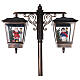 Black and Grey Lamppost with Snow Movement Two Lanterns Santa Claus Snowman, 180 cm s8