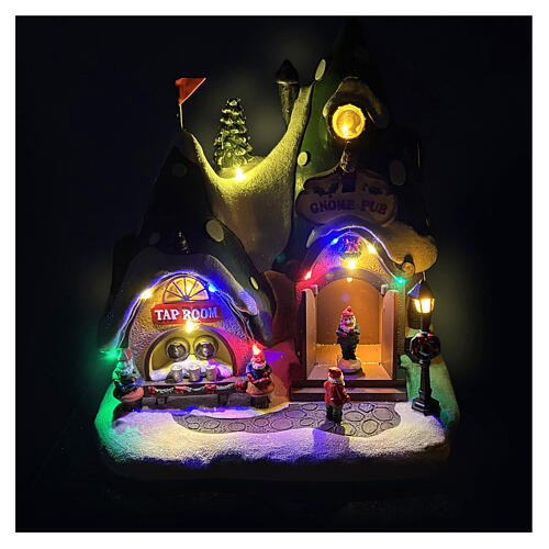 Spieluhr „Gnom-Pub“ – animiert mit LED-Beleuchtung und Musik, 25 × 20 × 25 cm 3