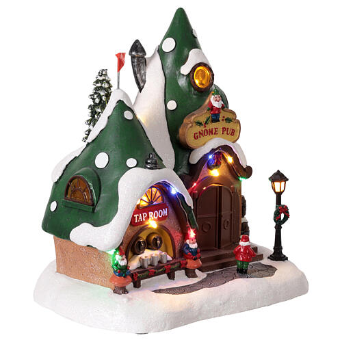 Pub de los gnomos animado con luces LED 25x20x25 cm 4