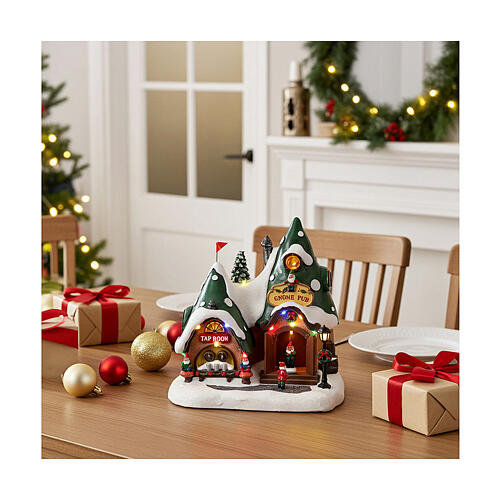 Animated LED Gnome Pub, 25x20x25 cm 2