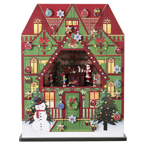 Advent calendar with animated Santa's workshop, 16x4x20 in 1