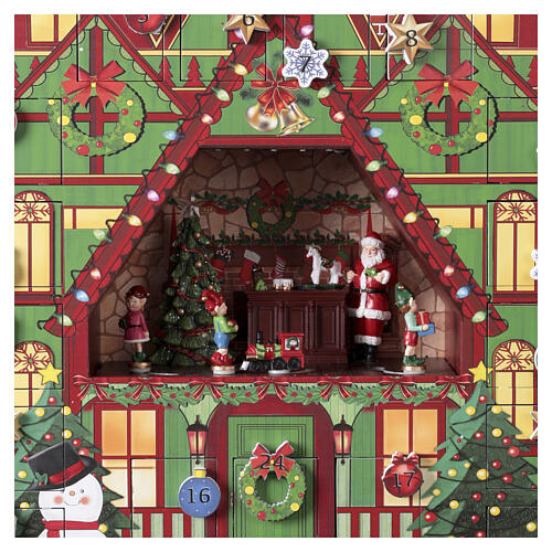 Calendrier de l'Avent laboratoire animé du Père Noël 40x10x50 cm 4
