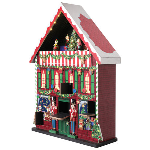 Calendario dell'avvento laboratorio di Babbo Natale animato 40x10x50 cm 3