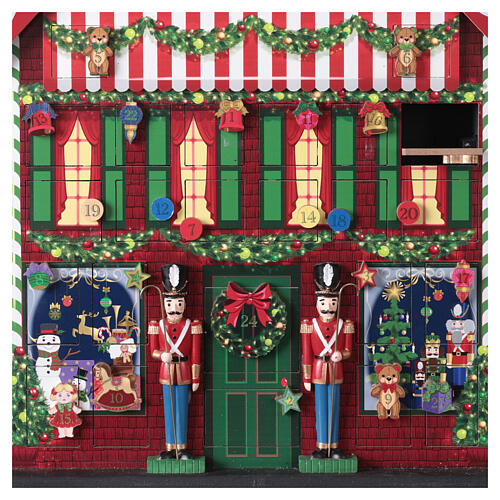 Calendario dell'avvento laboratorio di Babbo Natale animato 40x10x50 cm 4