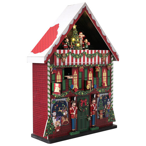 Calendario dell'avvento laboratorio di Babbo Natale animato 40x10x50 cm 5
