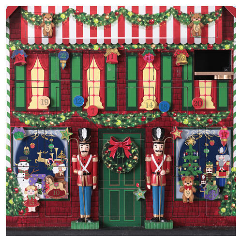 Calendario dell'avvento laboratorio di Babbo Natale animato 40x10x50 cm 5