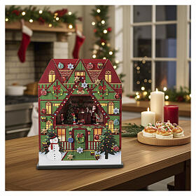 Animated Santa's Workshop Advent Calendar, 40x10x50 cm