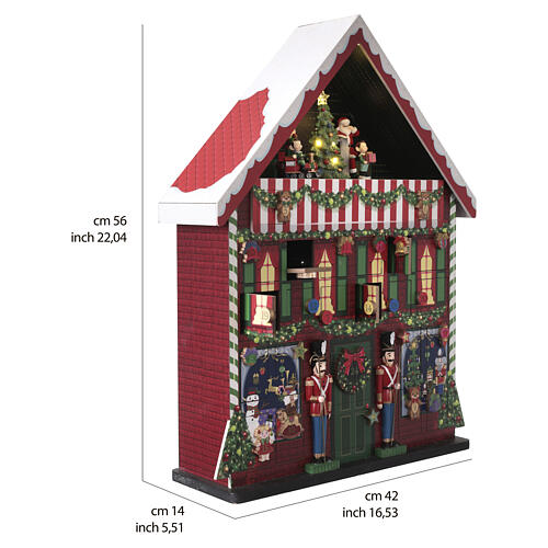Adventskalender in Form eines Spielzeugladens mit animiertem Weihnachtsmann – 55,5 cm hoch 3