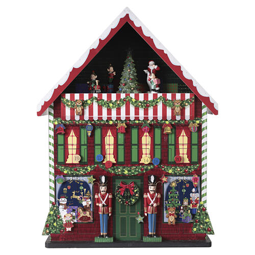 Animated Santa Claus' toy shop, Advent calendar, 16x6x22 in 1
