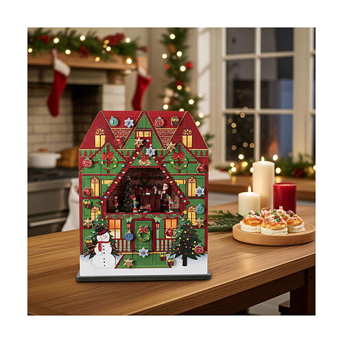 Calendario de Adviento tienda de juguetes Papá Noel animado 40x15x55 cm 2