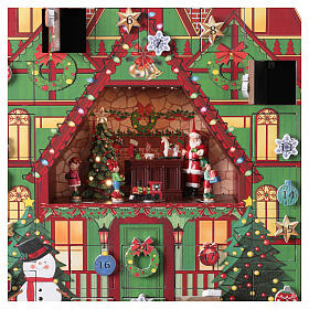 Calendrier de l'Avent magasin de jouets Père Noël animé 40x15x55 cm