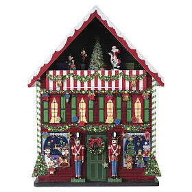 Calendrier de l'Avent magasin de jouets Père Noël animé 40x15x55 cm