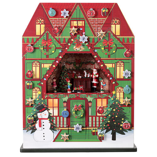 Calendario dell'avvento negozio di giocattoli Babbo Natale animato 40x15x55 cm 1