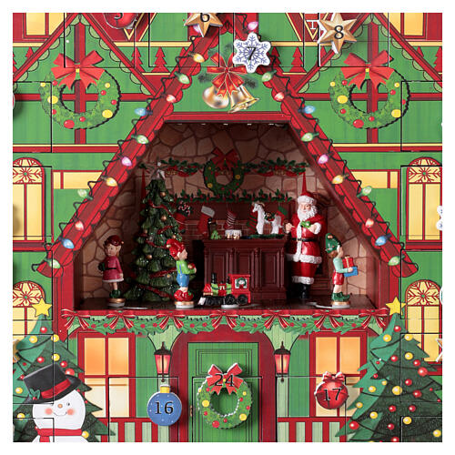 Calendario dell'avvento negozio di giocattoli Babbo Natale animato 40x15x55 cm 3