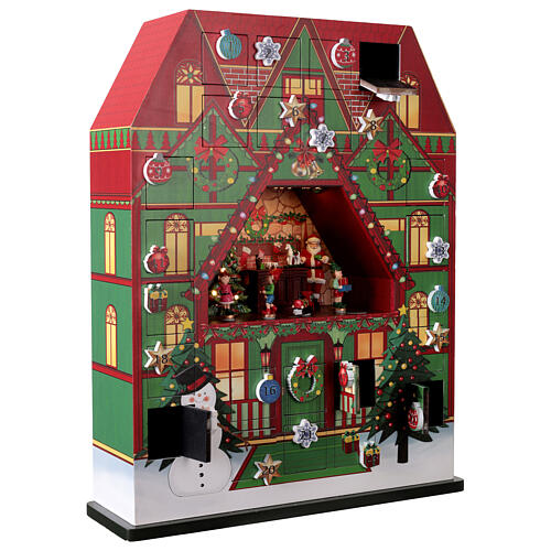 Calendario dell'avvento negozio di giocattoli Babbo Natale animato 40x15x55 cm 4