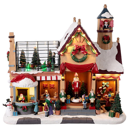 Negozio Babbo Natale animato 45x25x40 cm 1