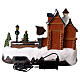 Casa di Natale con pattinatori sul ghiaccio animati 35x20x25 cm s6