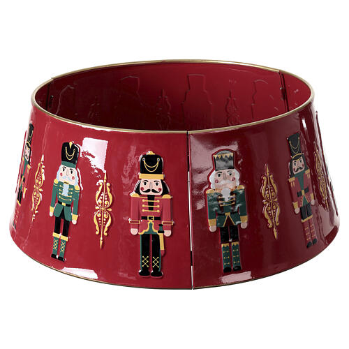 Red metal tree base, nutcracker design, 26x10 in 5