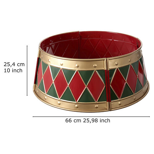 Podstawa pod choinkę - metalowa, złota, zielona i czerwona, 65x25 cm 3