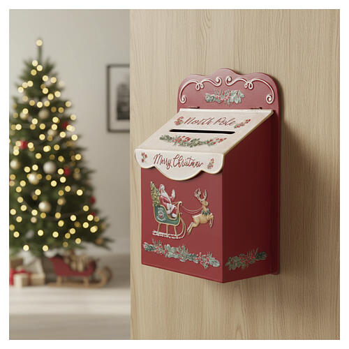 Boîte aux lettres Pôle Nord avec Père Noël et traîneau 25x15x35 cm 5