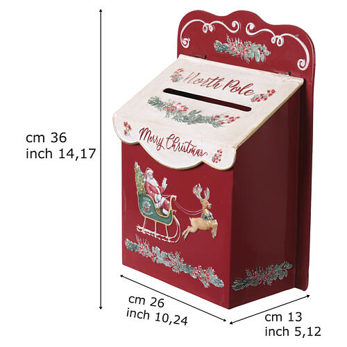 Cassetta postale del Polo Nord con Babbo Natale e slitta 25x15x35 cm 3