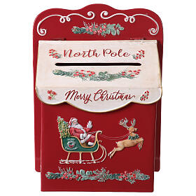 Caixa de correio do Pólo Norte com Pai Natal e trenó 25x15x35 cm