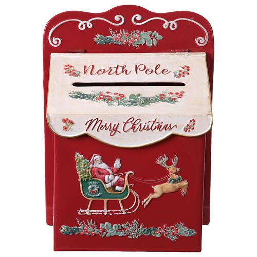 North Pole mailbox with Santa Claus and sleigh, 25x15x35 cm 1