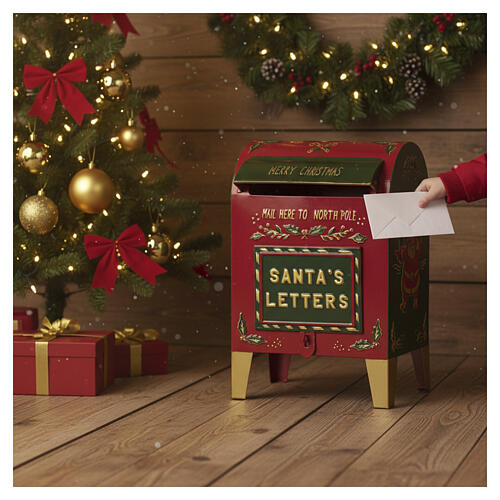 Cassetta postale di Babbo Natale in metallo 22x20x40 cm 2
