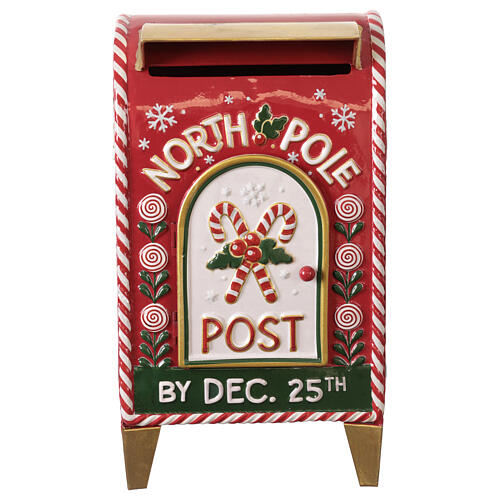 Christmas metal mailbox with candy candes, 8x6x14 in 1