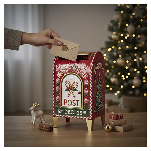 Christmas metal mailbox with candy candes, 8x6x14 in 2