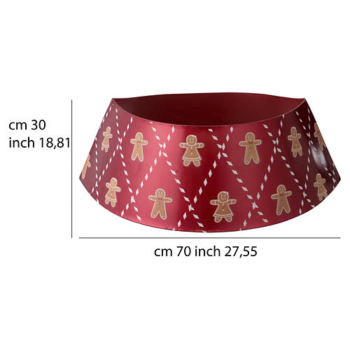 Red metal Christmas tree stand with gingerbread men, 28x12 in 3