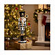 Black, white, and gold nutcracker with a stick, 16 in, resin s2