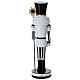 Black, white, and gold nutcracker with a stick, 16 in, resin s5