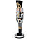 Cascanueces negro blanco y oro con bastón 40 cm resina s2