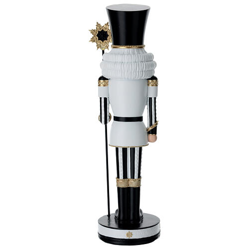Schiaccianoci nero bianco ed oro con bastone 40 cm resina 4