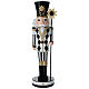 Schiaccianoci nero bianco ed oro con bastone 40 cm resina s1