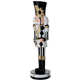 Quebra-nozes preto, branco e dourado com bastão de 40 cm em resina